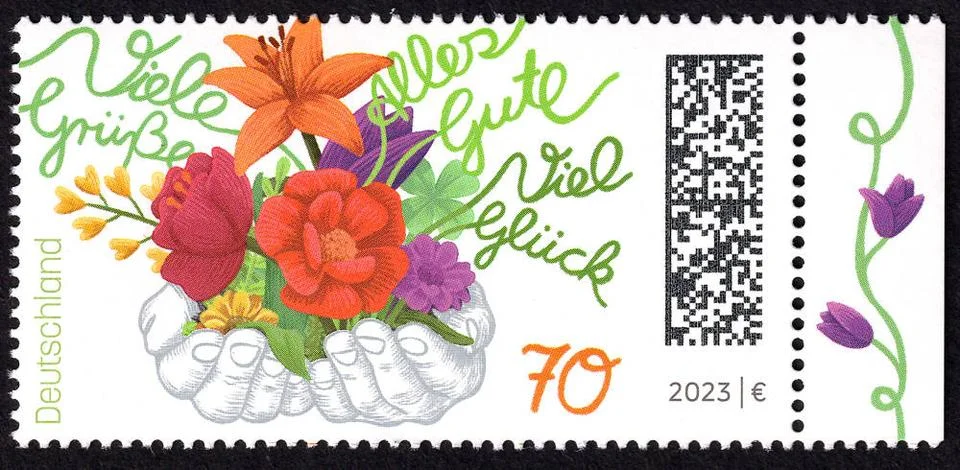 RECORD DATE NOT STATED Briefmarke Deutsche Post 2023: Blumengruß *** Stamp.. Stock Photos
