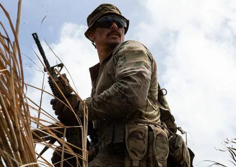 RECORD DATE NOT STATED A British Royal Marine Commando with 40 Commando Ro... Stock Photos