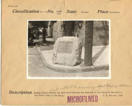 RECORD DATE NOT STATED Bronze Tablet in Huntsville, Alabama. Original capt... Foto stock