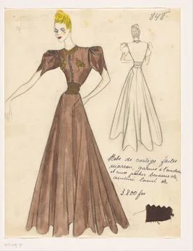 RECORD DATE NOT STATED  Brown fault procession dress, garnished with envel... Foto stock