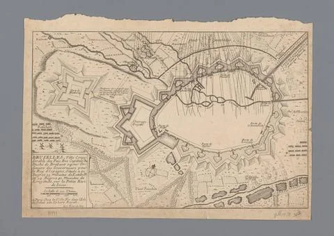 RECORD DATE NOT STATED  Brussels map with Fortifications, H. van Loon, 169... Stock Photos