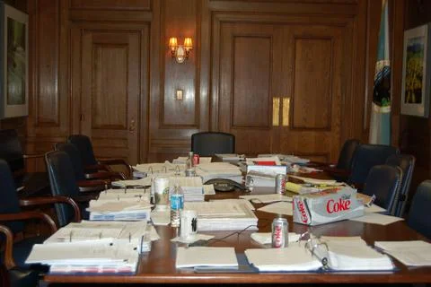 RECORD DATE NOT STATED  Budget preparation materials arrayed on table, Sec... 写真素材