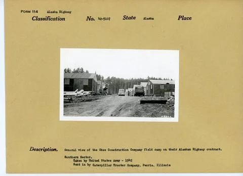 RECORD DATE NOT STATED Building Alaska Highway. Original caption: General ... Fotos de archivo