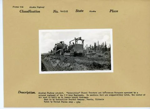 RECORD DATE NOT STATED Building Alaska Highway. Original caption: Alaskan ... Fotos de archivo