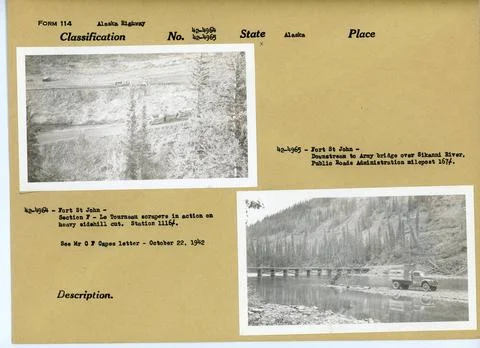 RECORD DATE NOT STATED Building Alaska Highway. Original caption: 42-4964:... Fotos de archivo