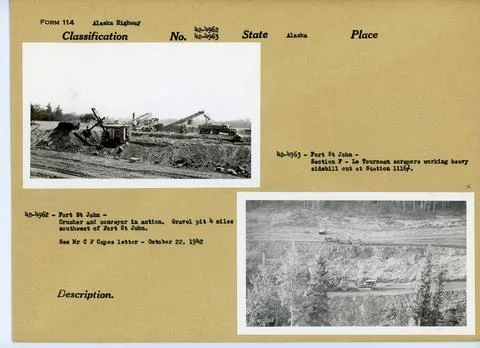 RECORD DATE NOT STATED Building Alaska Highway. Original caption: 42-4962:... Fotos de archivo
