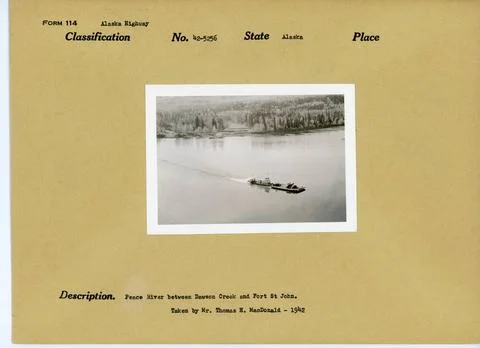 RECORD DATE NOT STATED Building Alaska Highway. Original caption: Peace Ri... Fotos de archivo