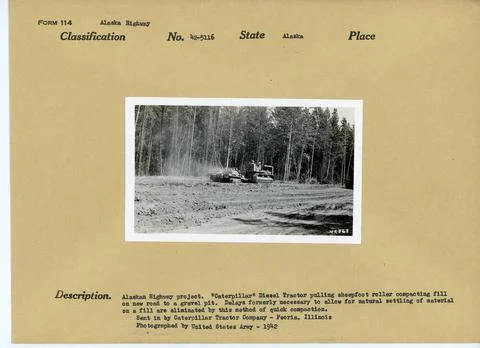 RECORD DATE NOT STATED Building Alaska Highway. Original caption: Alaskan ... Fotos de archivo