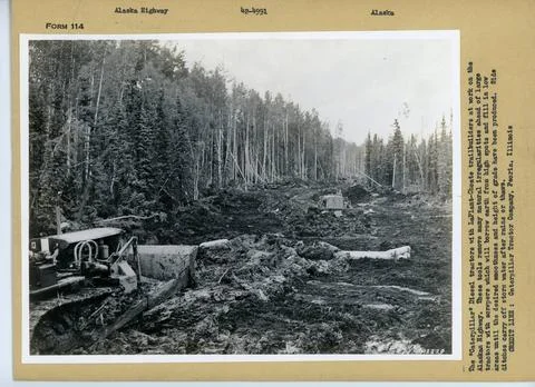 RECORD DATE NOT STATED Building Alaska Highway. Original caption: The Cate... Fotos de archivo