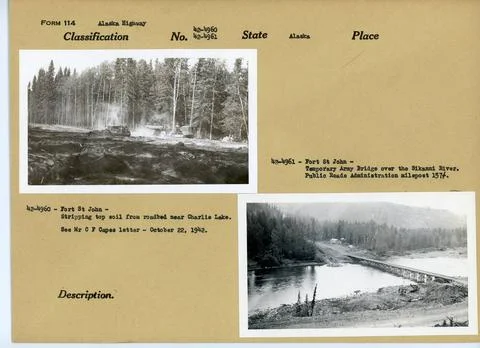 RECORD DATE NOT STATED Building Alaska Highway. Original caption: 42-4960:... Fotos de archivo