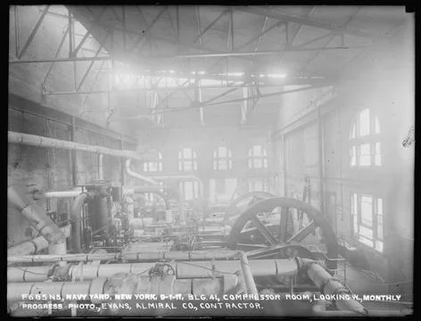 RECORD DATE NOT STATED  Building 41, Compressor Room, Looking West, Monthl... Stock Photos