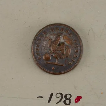 RECORD DATE NOT STATED Button (France); copper, silver, brass back; 1931-5... Stock Photos