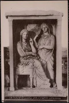 RECORD DATE NOT STATED C5 stele of Demetria and Pamphile Ceramicos , Stela... Stock Photos