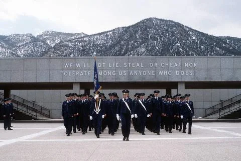 RECORD DATE NOT STATED Cadets march on the terrazzo during a parade at the... Stock-Fotos