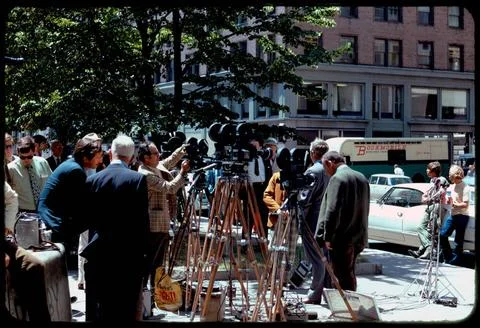 RECORD DATE NOT STATED Cameras in Post Office Square, Boston, for arraignm... Stock Photos