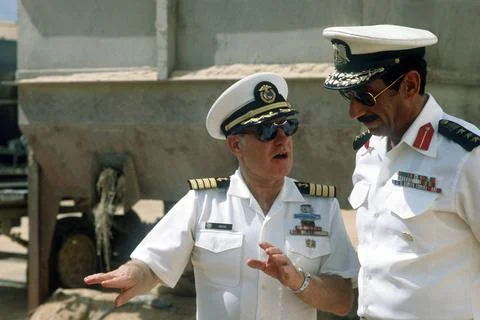 RECORD DATE NOT STATED CAPT. Rens, left, commanding officer of the survey ... Foto stock