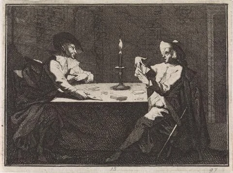 RECORD DATE NOT STATED  Card game between a young man and the devil, Caspa... Stock Photos