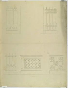 RECORD DATE NOT STATED  Carl von Hasenauer Fence boards and wooden parapet... 스톡 사진