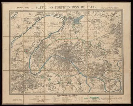 RECORD DATE NOT STATED  Carte des fortifications de Paris, 1841. 1841 Orig... Photos