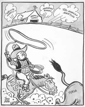 RECORD DATE NOT STATED  Cartoon - Meanwhile Back at the Ranch. John Collin... Stock Photos