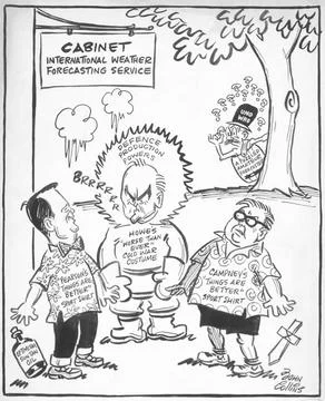 RECORD DATE NOT STATED  Cartoon - Cloudy with Variable Temperatures. John ... Fotos de archivo