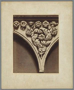 RECORD DATE NOT STATED  Cast of a tympanum with floral pattern from the mo... 스톡 사진