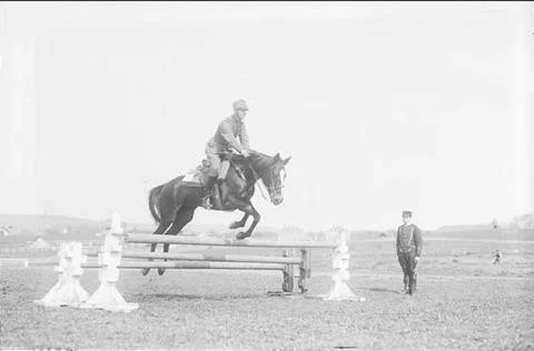 RECORD DATE NOT STATED The cavalry officer aspirant school is inspected by... 스톡 사진