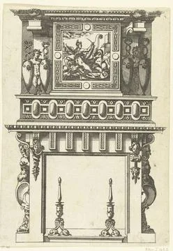 RECORD DATE NOT STATED  Chimney mantle, decorated with a square list of a ... Stock Photos