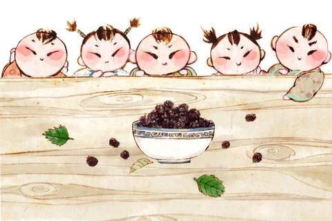 RECORD DATE NOT STATED Chinese kids with mulberry Beijing China Copyright:... Stock Photos