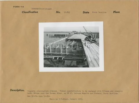 RECORD DATE NOT STATED Chowan River Bridge - Concrete Substructure Widened... Stock Photos