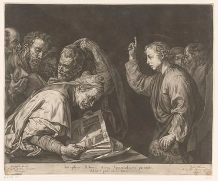RECORD DATE NOT STATED  Christ and the scribes, 1663 - 1712 print paper Ch... Stock Photos