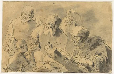RECORD DATE NOT STATED  Christ and the scribes, Leonaert Bramer, 1624 draw... Stock Photos