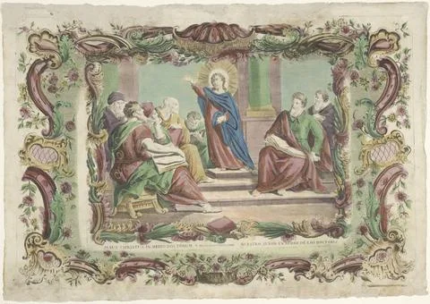 RECORD DATE NOT STATED  Christ between scribes in Tempel, Giovanni Volpato... Stock Photos