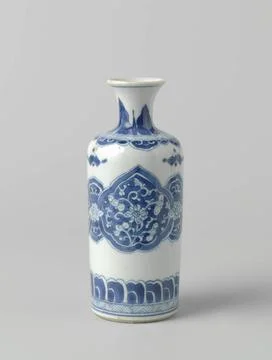 RECORD DATE NOT STATED  Cilindrical bottle vase with floral scrolls in res... 스톡 사진