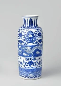 RECORD DATE NOT STATED  Cilindrical vase with dragons and floral scrolls, ... 스톡 사진