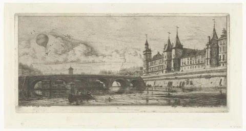 RECORD DATE NOT STATED  Cityscape with Seine and Pont-au-Change in Paris, ... Foto stock