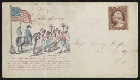 RECORD DATE NOT STATED Civil War envelope showing fugitive slaves working ... Stock Photos