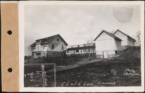 RECORD DATE NOT STATED Clara L. and Frank E. Case, house, barn, etc., Gree... Stockfoto's
