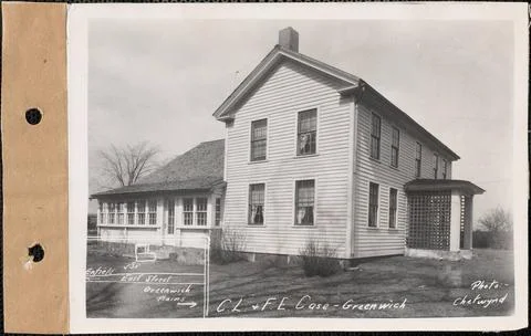 RECORD DATE NOT STATED Clara L. and Frank E. Case, house, Greenwich, Mass.... Stockfoto's