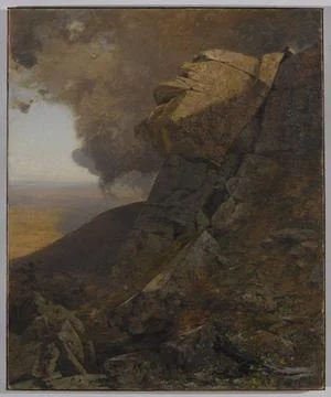 RECORD DATE NOT STATED A Cliff in the Katskills Jervis McEntee (American, ... 스톡 사진