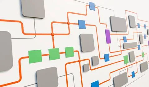 RECORD DATE NOT STATED Close-up business flow chart, organigram. Close-up ... 库存照片