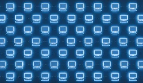 RECORD DATE NOT STATED Close up computer network with desktop PC s. Comput... Stock-Fotos