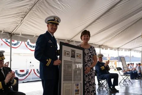 RECORD DATE NOT STATED The Coast Guard Cutter John Scheuerman s commanding... Stock Photos
