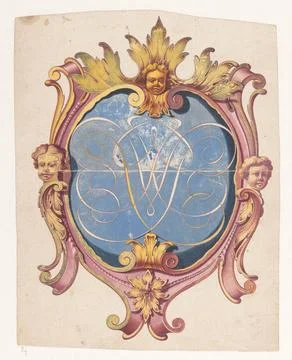 RECORD DATE NOT STATED  Coat of arms with monogram, Jan Brandes (Possible)... 스톡 사진