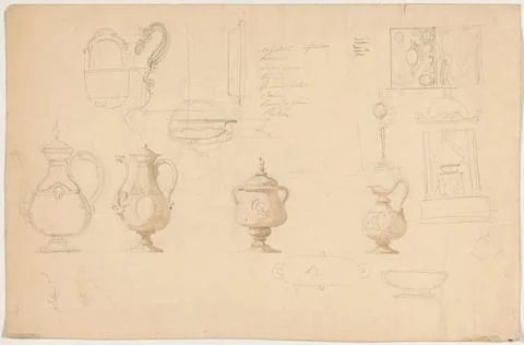 RECORD DATE NOT STATED  Coffee pots and jugs, c. 1830 - c. 1850 Paris pape... Stock Photos