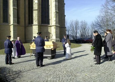 RECORD DATE NOT STATED a coffin for a corpse for a burial or a cremation c... Stock Photos