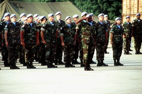 RECORD DATE NOT STATED COL. Johnson salutes as the Adjutant forms the para... 写真素材