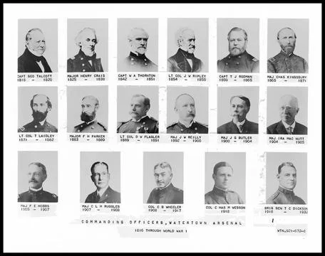 RECORD DATE NOT STATED Commanding Officers, Watertown Arsenal, 1816 throug... Stock-Fotos