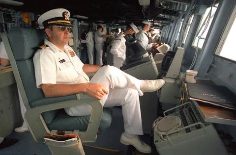 RECORD DATE NOT STATED The commanding officer of the Seventh Fleet flagshi... Stock Photos