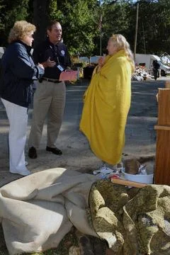 RECORD DATE NOT STATED Community Relations Workers Speak with Flood Affect... Stock Photos